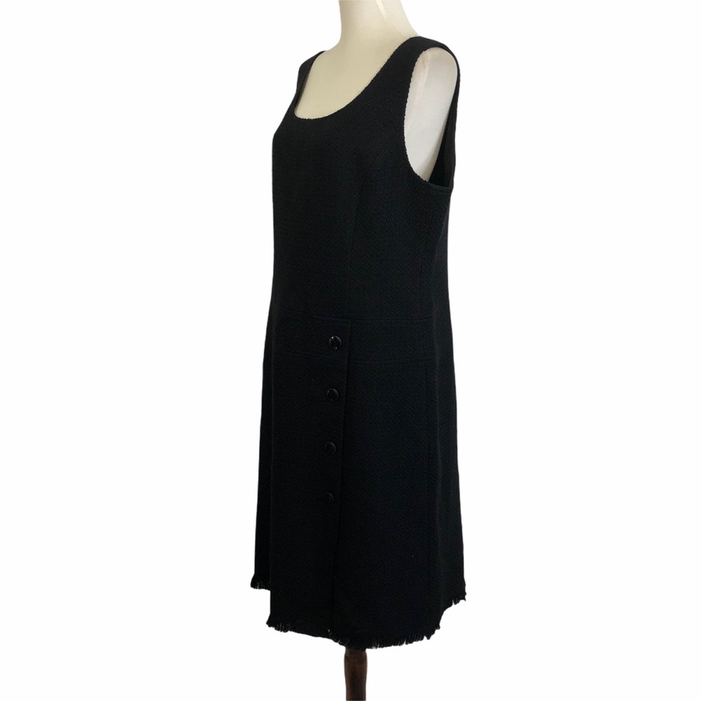 Vintage Y2K Yves Cossette Depeche Mode Sleeveless Black Dress Raw Fringed Hem 12